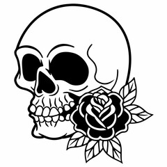 Snake And Skull Gothic Monochrome Tattoo