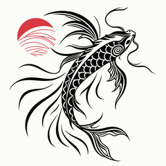 Fototapeta premium Abstract Japanese Dragon Stylized Black Ink 1