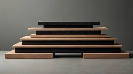 Stack of books arranged on black background representing knowledge and education