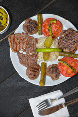 meatballs and steak with rice