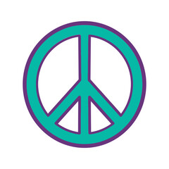 Peace Symbol Vector Sticker Art with a Turquoise and Purple Design for a Groovy Vibe
