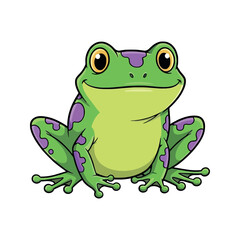 Charming Green Frog with Purple Spots Cute Amphibian Cartoon Wildlife Animal for Sticker Design