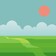 Fototapeta premium vector illustration of a green field