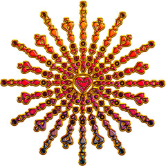 golden decoration beads mandala, Decorative Intricate Jewelry Design, 3D Luxury Wall Art Ornament. Ideal for wall art design, luxury branding, fashion and decoration.