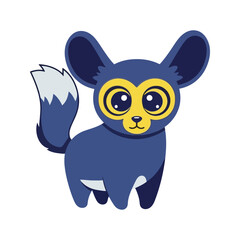 Fototapeta premium Cute Dark Blue Fennec Fox Inspired Animal with Big Yellow Eyes and Floppy Ears Standing Proudly