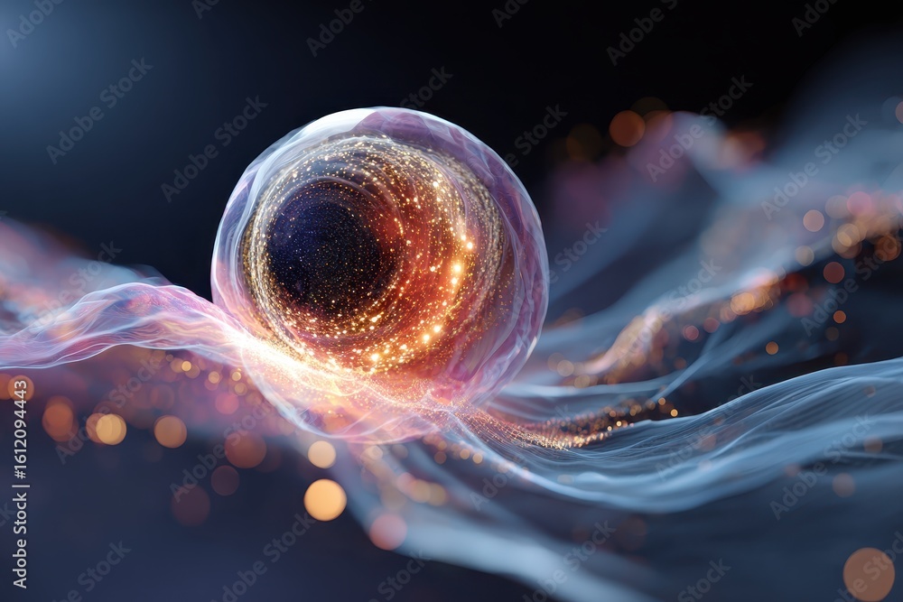 Poster exploration of abstract concepts in quantum computing through vibrant vector illustration showcasing