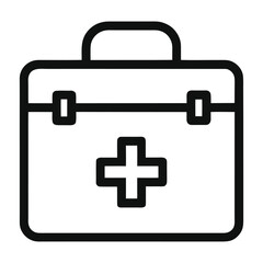 First Aid Kit Icon with Medical Cross Outline