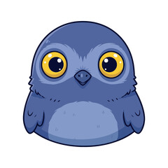 Adorable little blue bird character with big round yellow eyes and fluffy feathers a cute animal illustration for stickers and more