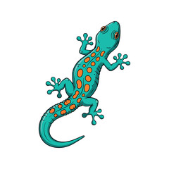 Vibrant Turquoise Gecko with Orange Spots Illustration for Nature Enthusiasts and Reptile Lovers