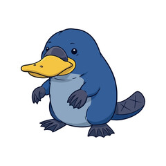 Adorable Blue Platypus Cartoon Character Standing Proudly as a Cute Animal Sticker Design