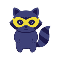 Adorable Super Hero Raccoon Character Wearing a Mask for Fun Adventures