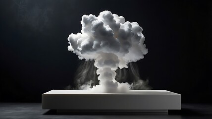 White smoke rising on black background abstract steam and fog design