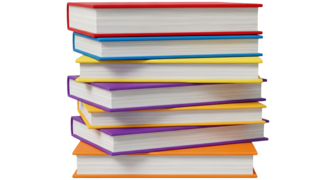 Stack of Colorful Books, Bright, Playful, Education Concept, Back to School, Knowledge, Learning Resources, Children's Literature.