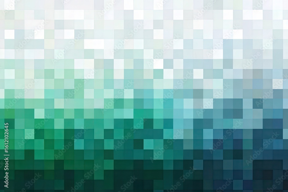 Poster pixelated gradient wallpaper featuring a blend of white and green hues creating a modern and artisti