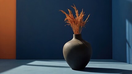 Vase with colorful flowers on table in spring interior setting