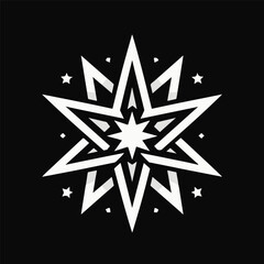 Obraz premium Black and white star icon design, a shining symbol illustration for decoration or celebration