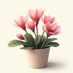 Elegant Pink Flower in Soft Pot – Botanical and Home Decor Scene