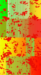 Red Paint Splatter over Striped Color Blocks