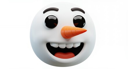 Fototapeta premium Cheerful snowman face illustration