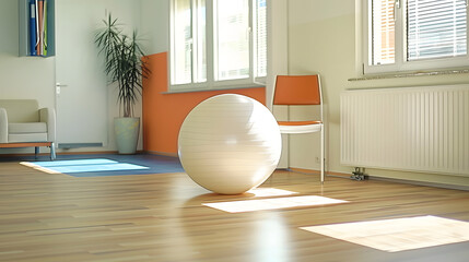 3d render of a modern physiotherapy exercise  room with exercise ball