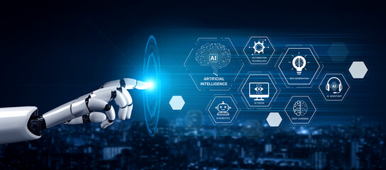 AI learning system powered by deep learning, supervised models, and NLP. Diagram illustrates how AI...