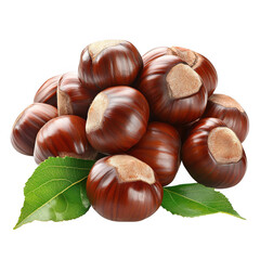 Obraz premium Pile of chestnuts isolated on transparent background