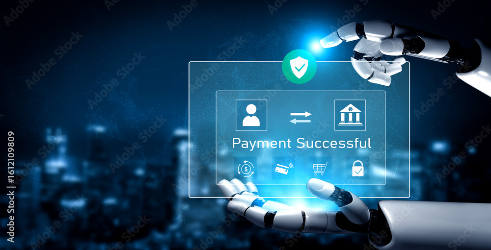Poster ai confirms secure payment transaction, verifying user identity, processing order, and authorizing c
