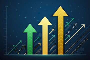Growth Trends Represented by Colorful Upward Arrows on a Dark Background