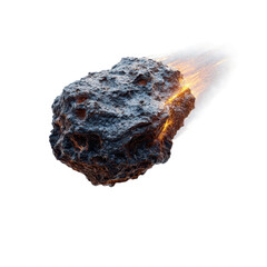 Meteoroid streaking through the atmosphere creating a fiery trail at dusk over the Earths surface