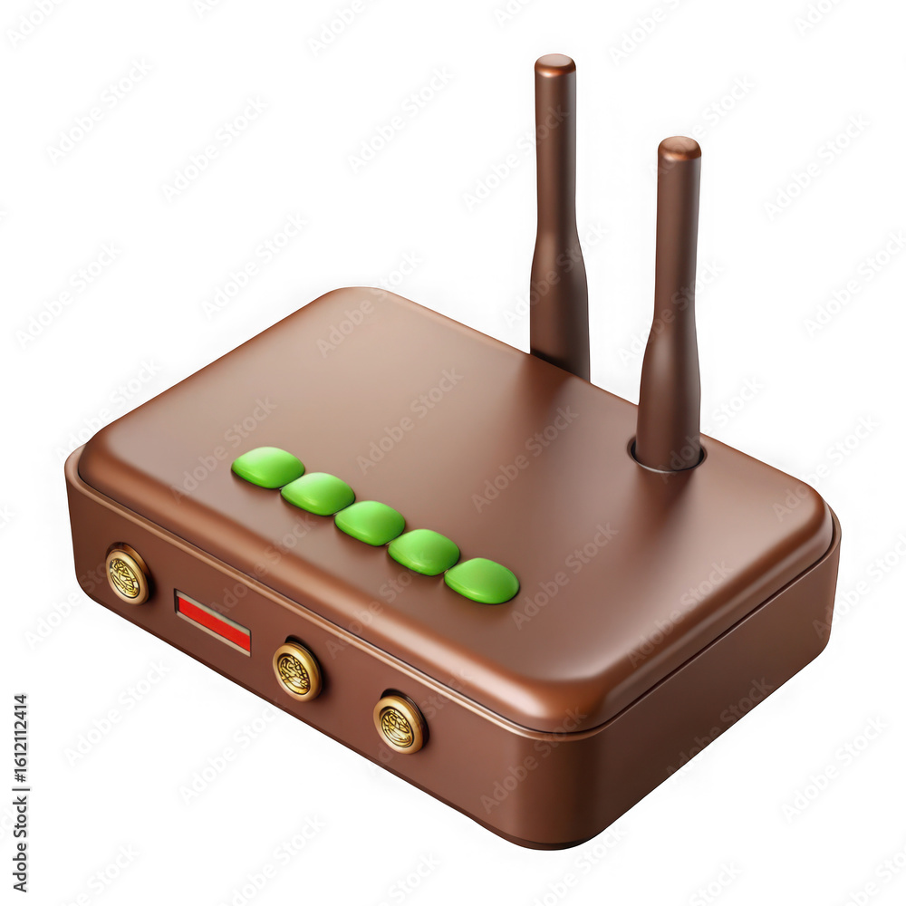 Poster 3d wireless router with antennas isolated on transparent background