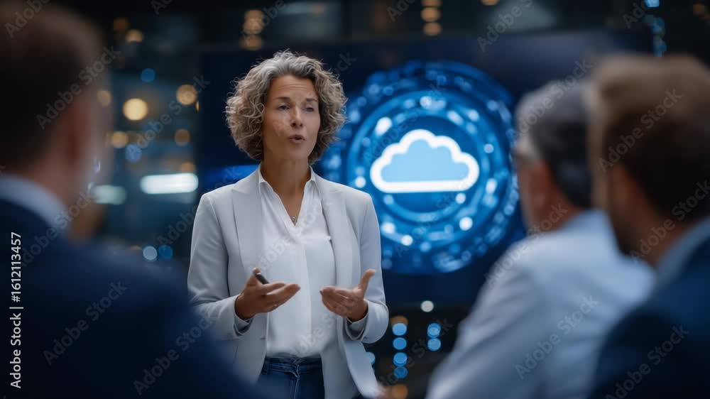 Aufkleber young professionals engage in a dynamic discussion on cloud security frameworks and access control m