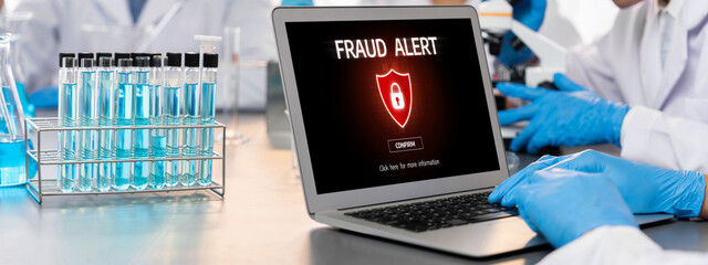 Cyber security software show alert of cyber attack for protection brisk. Danger from virus,...