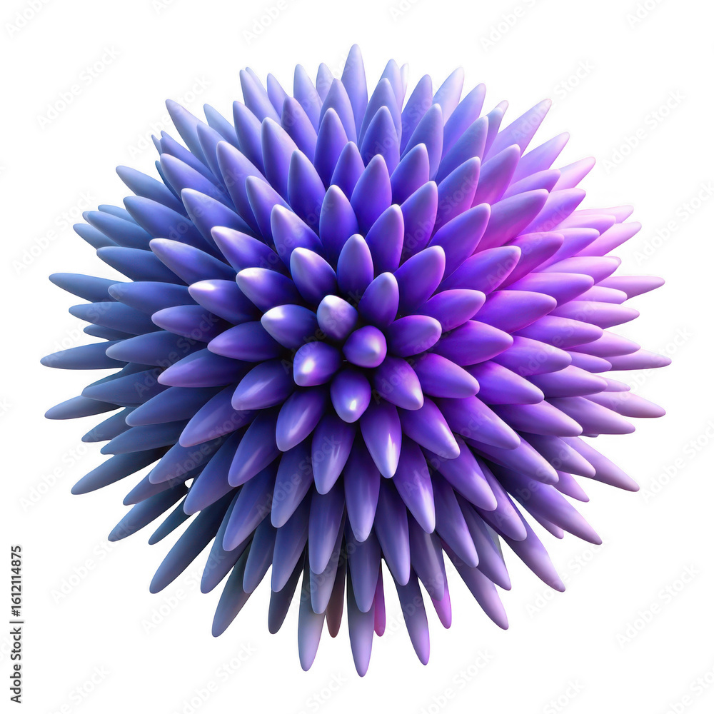 Poster 3d abstract spiky orb with gradient colors isolated on transparent background