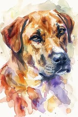 Vibrant watercolor portrait of a dog celebrating international dog day. Vertical banner. World Animal Day