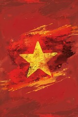 Vietnam national day celebration with artistic flag design. Independence Day of Vietnam. Flat illustartion. Vertical banner. Copy space. Flag of Vietnam