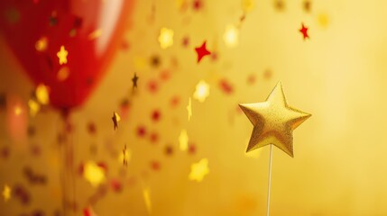 Celebration of vietnam national day with festive balloons and golden stars for event decoration and design