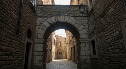 Historic European Alley with Stone Archway