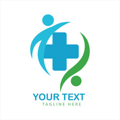 Obraz premium Medical logo with a human figure and a cross, symbolizing health and care