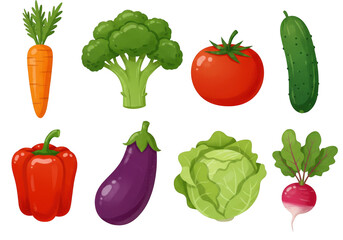 3d collection of fresh vegetables set isolated on transparent background