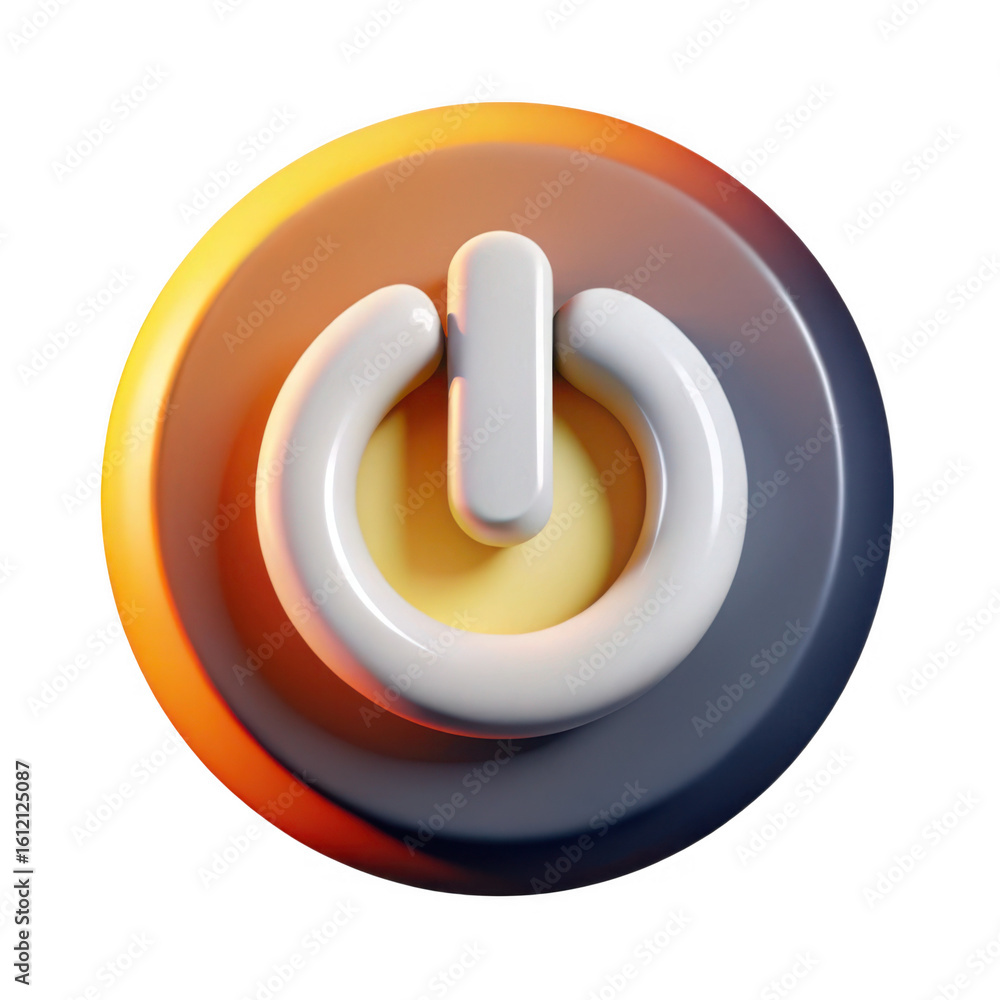 Poster 3d power button icon isolated on transparent background
