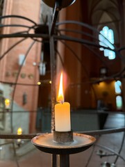 beautiful tender candles in the church
