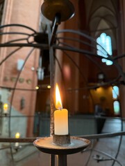beautiful tender candles in the church