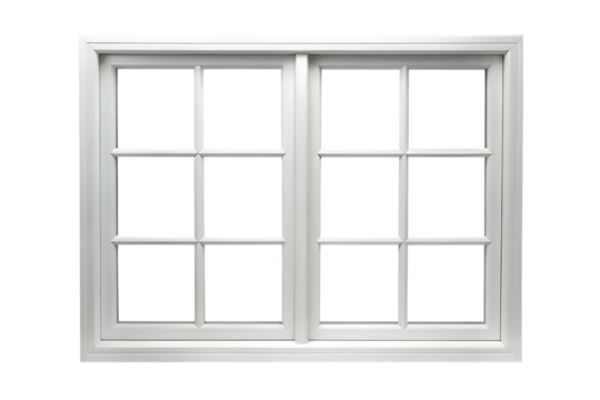 White window frame with multiple panes isolated on a transparent background grid - Powered by Adobe