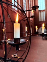 beautiful tender candles in the church