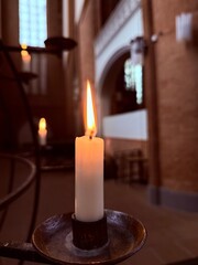 beautiful tender candles in the church