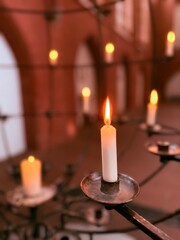beautiful tender candles in the church