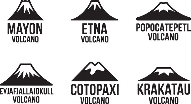editable vector icons of mayon etna popocatepetl eyjafjallajokull cotopaxi krakatau for adobe stock ai eps png jpeg