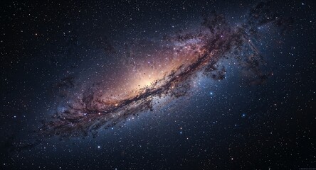 Fototapeta premium A captivating view of a spiral galaxy with vibrant colors and countless stars scattered across space