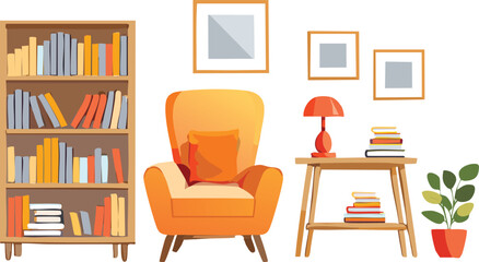 Cozy Home Library with Bookshelves and Inviting Reading Chair