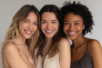 Women sharing smiles in a skincare group, promoting anti-aging practices in a bright and inviting space